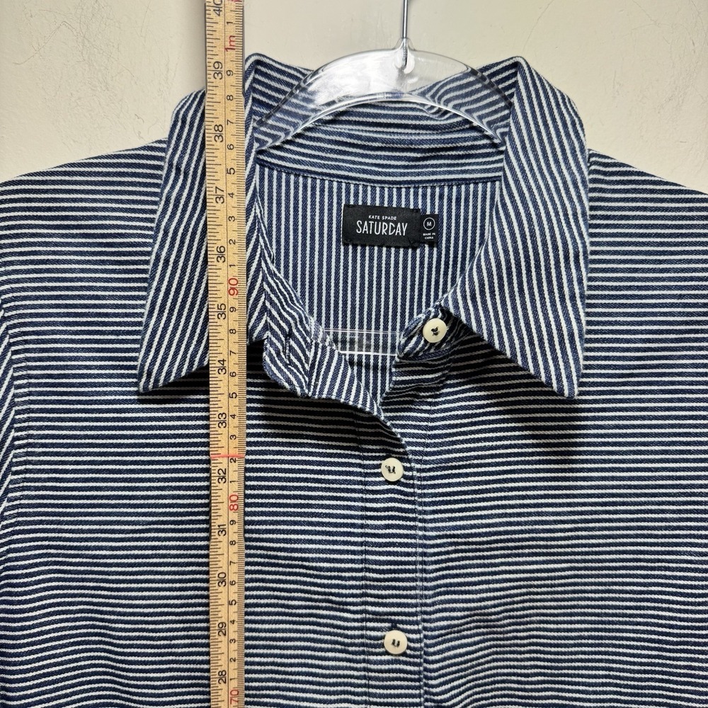 Kate Spade Preppy Chic Chambray Nautical Hamptons Shirt Dress Striped M Navy - Picture 7 of 8